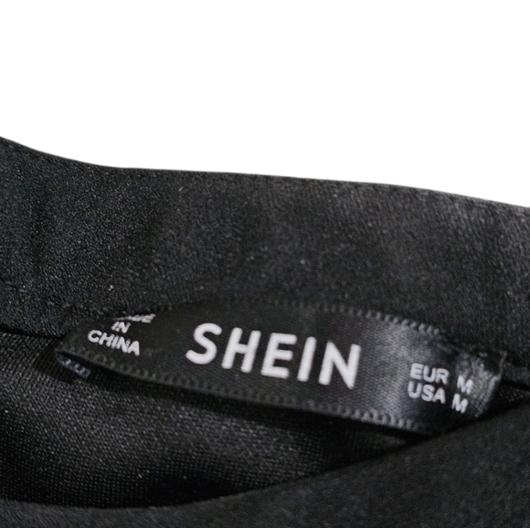 Shein Black Lace Sleeve Ruffle Shoulder Top Women’s Medium Blouse Victorian Goth - Picture 4 of 7